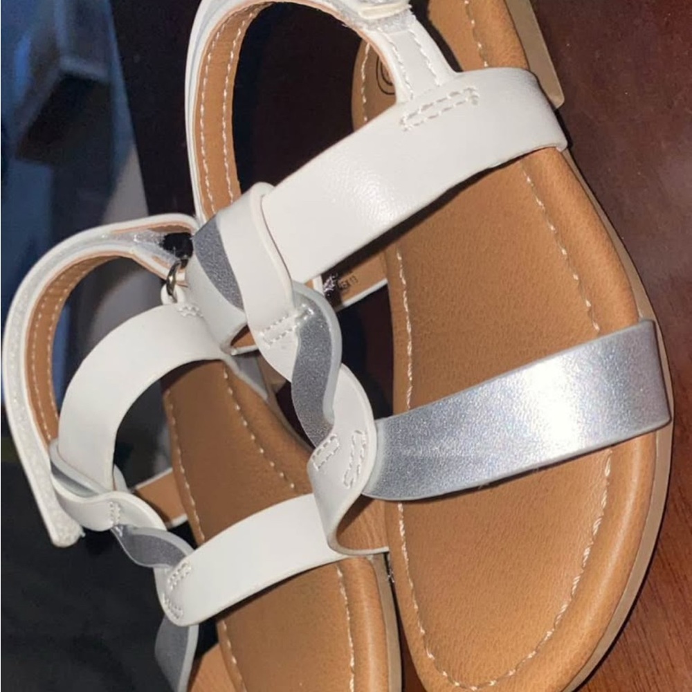 Wonder Nation White and Silver Kids Sandals